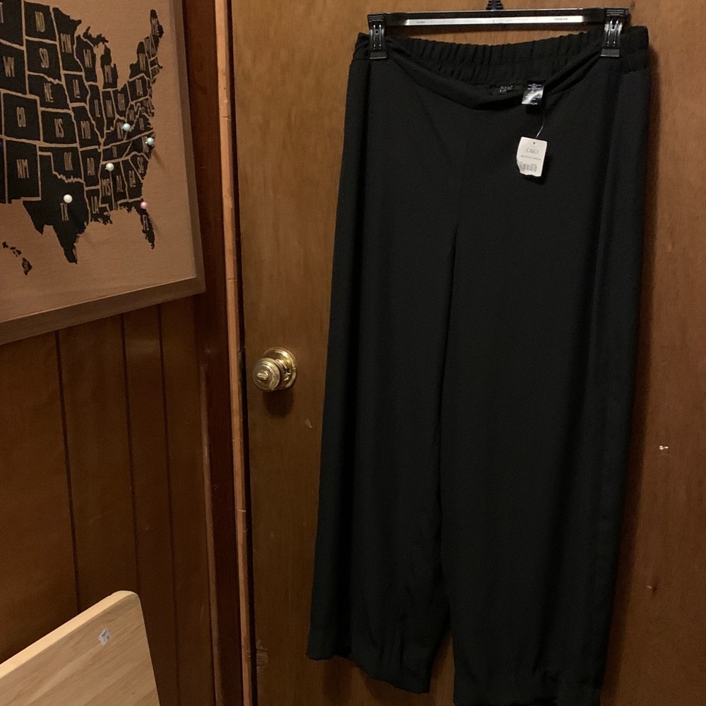 Donna Moore Black Wide Leg Women's Pants